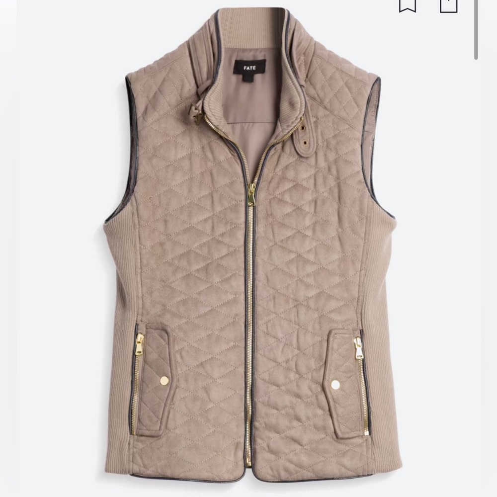 Fate Rowen faux suede quilted vest (small)